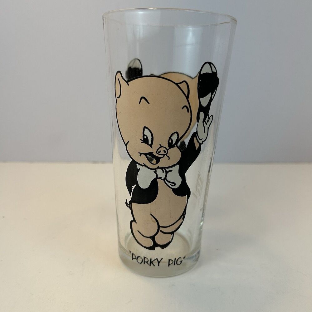 Vintage LOONEY TUNES Vintage Pepsi Drinking Glass PORKY PIG 1973
